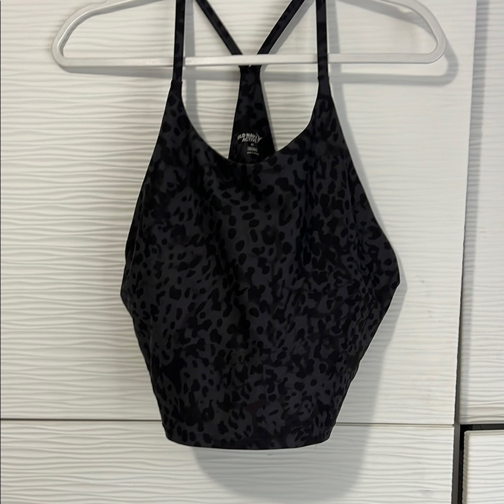 old navy size XL Black Leopard Print Activewear sports bra